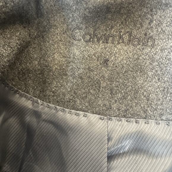 Calvin Klein Women's Gray And Black Wool Blend Mid-Length Coat Size 6 - Picture 9 of 12